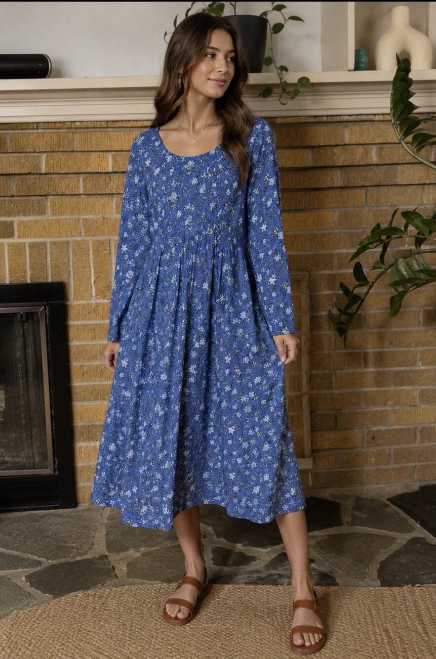 April Cornell Cottagecore Prairie Empire Waist Cottagecore Dress 1W Laura Ashley